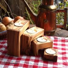 Get up to 70% off now! Set Of 4 Tealight Holders Olive Wood Modern Advent Light Set Of 4