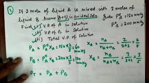 Raoult s law is strictly only applicable to ideal solutions since it assumes that there is no chemical interaction between the solute and solvent molecules. Numerical Problems On Raoult S Law Vapour Pressure Mole Fraction Problems Chemistry Class Xii Youtube