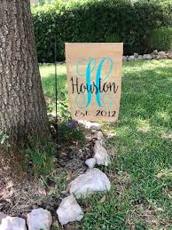 Burlap Garden Flag Yard Flags Housewarming Gift Wedding Gift Monogram Garden Sign Person Personalized Garden Flag Burlap Garden Flags Garden Flag Diy