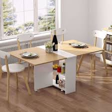 Tribesigns Folding Dining Table 6 Wheels Movable Dinner Table Extendable Table With Cabinets Home Kitchen Furniture Decor Lunch Computer Desk Storage Rack 5 In 2020 Folding Dining Table Drop Leaf Dining Table Dining Table