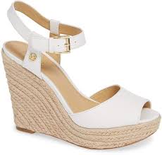 Black And White Espadrille Wedges Michael Michael Kors Carlyn Espadrille Wedge Sandal White Shoes Women Espadrilles Wedges Leather Shoes Woman