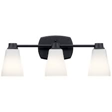 Delta Sandover 3 Light Black Traditional Vanity Light Lowes Com Black Vanity Light Vanity Lighting Traditional Vanity