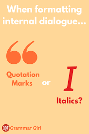 Formatting Internal Dialogue Quotation Marks Or Italics Quotations Quotation Marks Writing Advice