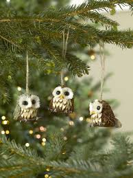 Owl Ornaments Set Of 3 Natural Christmas Ornaments Owl Christmas Tree Christmas Owls