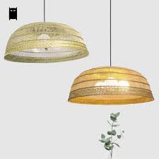 Suspension en rotin plat 100% naturel, à installer dans un intérieur cosy et tendance. Bambou Osier Rotin Chapeau De Paille Abat Jour Suspension Luminaire Nordique Vintage Rustique Pays Asiatique Art Deco Suspension Lampe Design Aliexpress
