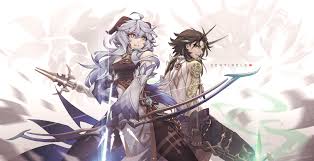 Ganyu wraps her legs around Xiao's waistpassionate embrace in action