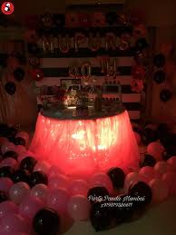 Birthday Surprise With Balloons Light Up Cake Table And Pink Decoration Diy Balloon Decoration Ideas For 40th Birthd Diy Balloon Decorations Decor Pink Decor
