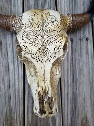 Skull Decorated Skull Taxidermy Skull Decor Boho Decor Skull Decor Cow Skull Art Painted Cow Skulls