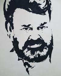 Lalettan Stencil Sketch By Amal Trojan Lucifer Villain Mohanlal Art Drawings Sketches Simple Pictures To Draw Art