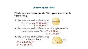 A = ϖ 1 / 3 (6v) 2 / 3 Volume And Surface Area Of A Sphere Warm