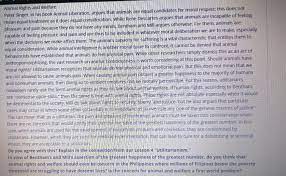 Animal Rights And Welfare Peter Singer In His Book Chegg Com
