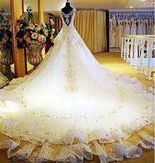 Luxury Royal Wedding Dress For Bridal Gown With Cathedral Train Crystal Clothing Shoes Acces Ball Gowns Wedding Wedding Dress Train Wedding Dresses Beaded