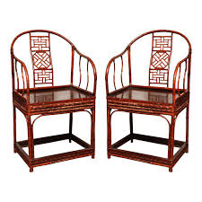 Single 19th Century Chinese Horseshoe Back Bamboo Armchair With Elm Base Art Furniture Antique Bamboo Armchair