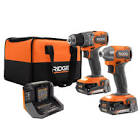18V Brushless SubCompact 1 2 in  Hammer Drill and Impact Driver Kit with  2  2 0 Ah    R9782 RIDGID