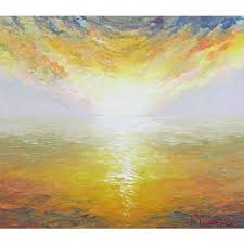 朝焼け 谷口春彦 絵画 アート ｆ１０サイズ油彩画 油絵 開運風水画 日の出風景縁起画 一部地域を除き送料無料 壁掛けフック付 絵のある暮らし kurashi art 01 油彩 絵画アート 油絵