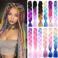 Buy kanekalon hair extensions and get the best deals at the lowest prices on ebay! 24 Jumbo Braiding Hair Extension Ombre Spit Kanekalon Long Synthetic Box Braids Blonde Pink Blue Colors Crochet Hair Msglamor Aliexpress