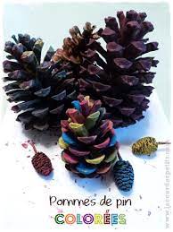Une activité peinture originale : Activite Peinture Sur Pommes De Pin La Cour Des Petits