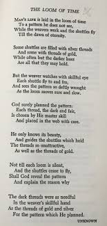 Poem The Loom Of Time Unknown Poems Sayings Emotions
