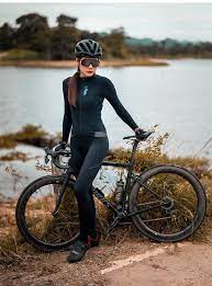 Womens Black Long Sleeve Fleece Cycling Jersey Lightweight Cycling Women Biking Outfit Cycling Outfit