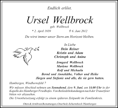 She was born september 17, 1933 in montebello, california to anthony and daniella pappas. Traueranzeigen Von Ursel Wellbrock Trauer Gedenken
