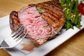See rib eye steak stock video clips. Big Rib Eye Beefsteak Mit Biss Ausgeschnitten Stockfotos Freeimages Com