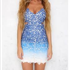 Blue Ombre Lace Dress Us Small Size 4 Euro Size 8