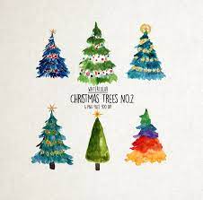 Watercolor Christmas Trees Clipart No 2 Watercolor Winter Etsy Watercolor Christmas Tree Christmas Card Art Painted Christmas Cards