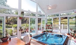Wintergarten Modern Gestalten Spa Whirlpool Pflanzen Tageslicht Verglasung Terrasse Whirlpool Zimmer Wintergarten Pool Haus