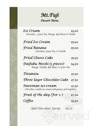 Mount Fuji Menu In Southampton New York Usa