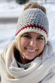 Pony Tail Hats Women Eyelet Messy Bun Hat Pattern By Miranda Riley Winter  Hat With Ponytail Hole