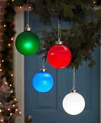 Everglow Christmas Ball Outdoor Hanging Ornament Choose Red Green Blue Or White Decorating With Christmas Lights Outdoor Christmas Decorations Lights Outside Christmas Decorations