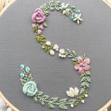 Embroidered monogram pattern (the letter a). Hand Embroidered Letter Monogram Letter Floral Letter Vintage Monogram M Silk Ribbon Embroidery Patterns Hand Embroidery Letters Flower Embroidery Designs
