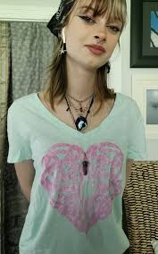 Short Sleeved Mint Green Hand Painted T-shirt With Celtic Heart Design