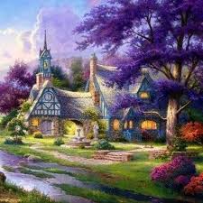 Thomas Kinkade Look At All The Purple Thomas Kinkade Paintings Kinkade Paintings Thomas Kinkade Art