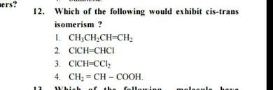 Which Of The Following Complex Compounds Exhibits Cis-Trans Isomerism