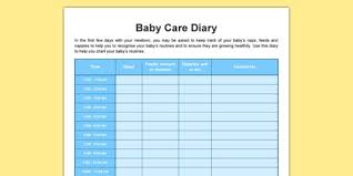Baby Care Diary Feeding Changing Nappies Newborn Baby