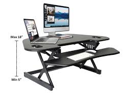 We've researched and compiled the best practices for getting the most from your new desk setup. Rocelco 46 Height Adjustable Corner Standing Desk Converter Quick Sit Stand Up Dual Monitor Riser Gas Spring Assist Tabletop Computer Workstation Large Keyboard Tray Black R Cadrb 46 Walmart Com Walmart Com