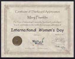 Welcome to your international women's day quiz question bank! Certificate Of Thanks And Appreciation For Mary Franklin For International Women S Day March 13 2011 Unt Digital Library