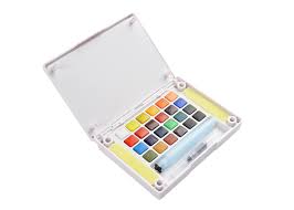 Amazon Com Talens Japan Petit 24 Colour Set Of Top Class Watercolours Solid Japanese Premium Watercolours Special Brush Box With Re Colours Color Japanese