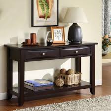 Sofa Table Drawer Contemporary Espresso Console Shelf Storage Wood Veneer Modern Furnitureofamerica Con Sofa Table Decor Wood Sofa Table Furniture Of America