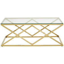 If you have a material of choice, look through a wide range of tables in different materials like marble, glass, wood, and metal. Allure Gold Finish Metal And Clear Glass Coffee Table Oak Furniture House