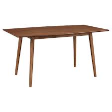 The clear glass top lets your show off your favorite books, magazines and knickknacks. 60 Wood Mid Century Dining Table Brown Saracina Home Target