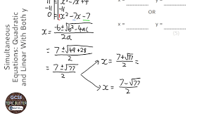 Simultaneous Equations Quadratic And Linear With Both Y As Subject Grade 9 Gcse Maths Revision Youtube