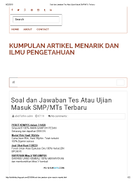 Maybe you would like to learn more about one of these? Soal Tes Masuk Kelas Akselerasi Smp Jawabanku Id