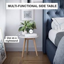 Update your bedroom with the soft look ofupdate your bedroom with the soft look of the st. Nathan James Amalia Mid Century Nightstand Solid Wood Legs Accent End Or Side White Faux Carrara Marble Table Top Farmhouse Goals