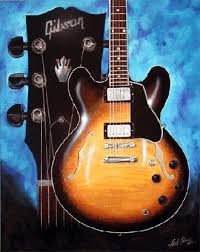 Guitar Art Burst Invades Blue Print By Paul Chase Chris Rea Guitar Art Bass Guitar Lessons