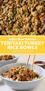 Easy Ground Turkey Recipes Healthy Teriyaki Turkey Rice Bowl Recipe Rice Bowls Recipes Healthy Ground Turkey Ground Turkey Recipes Easy
