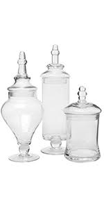 $25 for set of three buy now. Amazon Com Set Of 3 Seashell Handle Clear Glass Apothecary Jars Food Storage Canisters Decorative Centerpieces Home Improvement