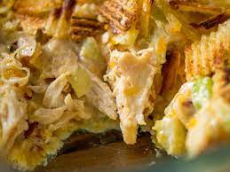 Crispy Hot Chicken Salad Casserole Recipe Hot Chicken Salads Chicken Main Dishes Potluck Recipes