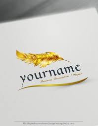 Online Free Logo Maker Feather Pen Logo Design In 2020 Feather Logo Logo Design Free Logo Design
